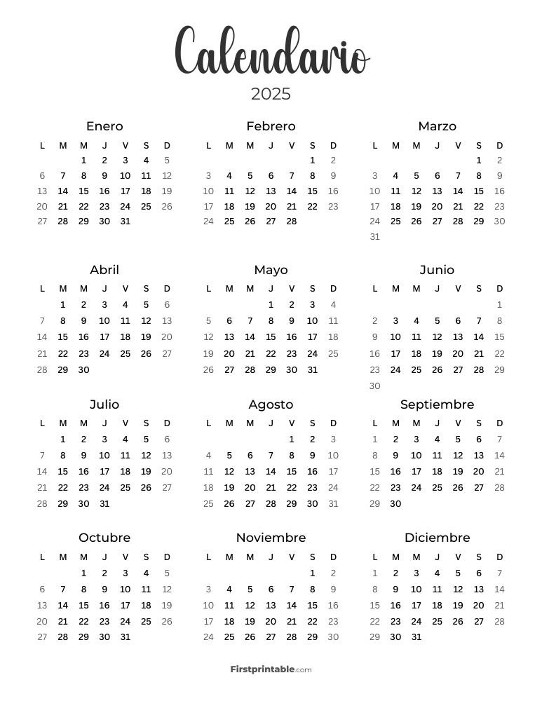 Calendario 2025 Espanol 07 Lunes Inicio