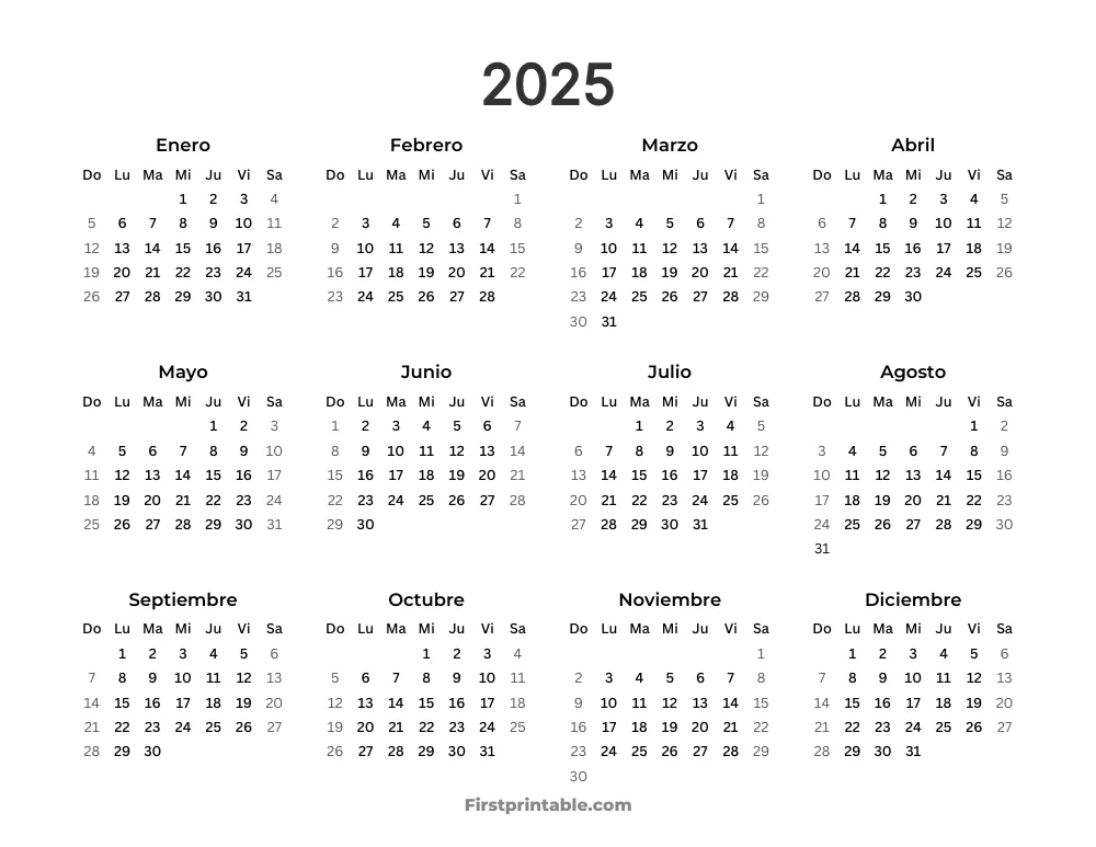 Calendario 2025 Español 12