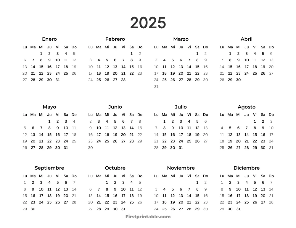 Calendario 2025 Español 13