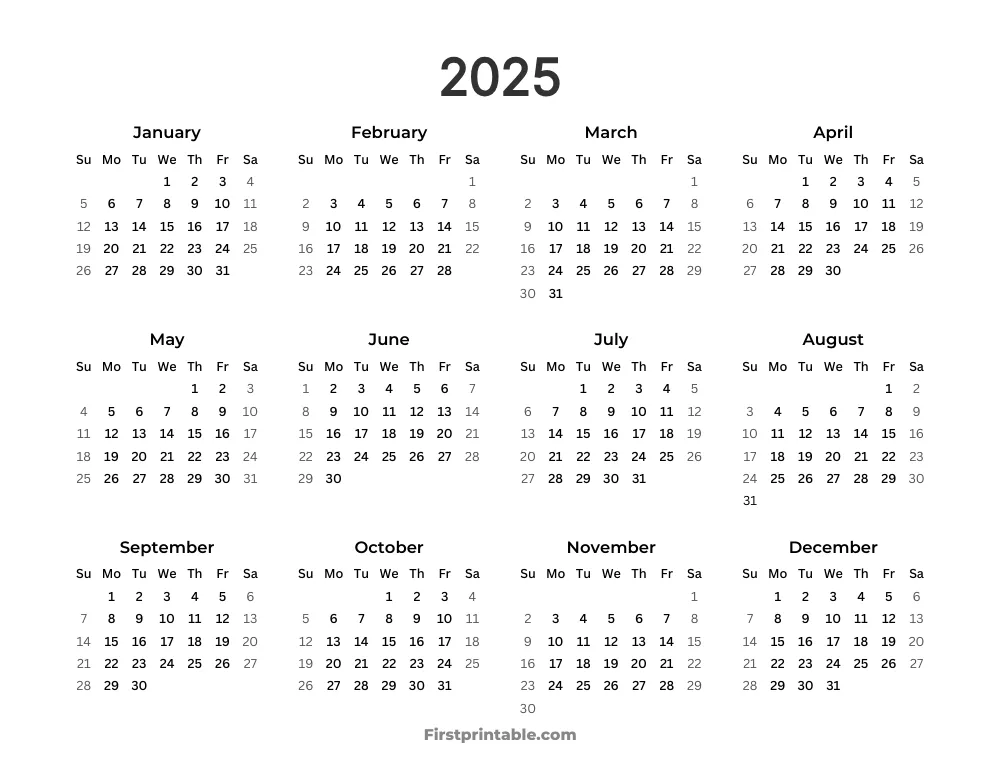 Printable Calendar 2025 Template 12