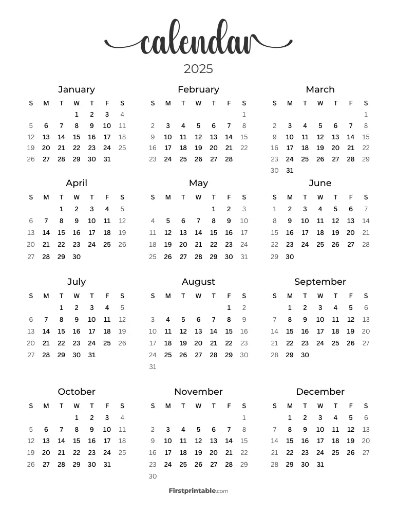 Printable Calendar 2025 Template 14