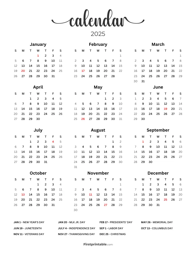 Printable Calendar 2025 Template 15