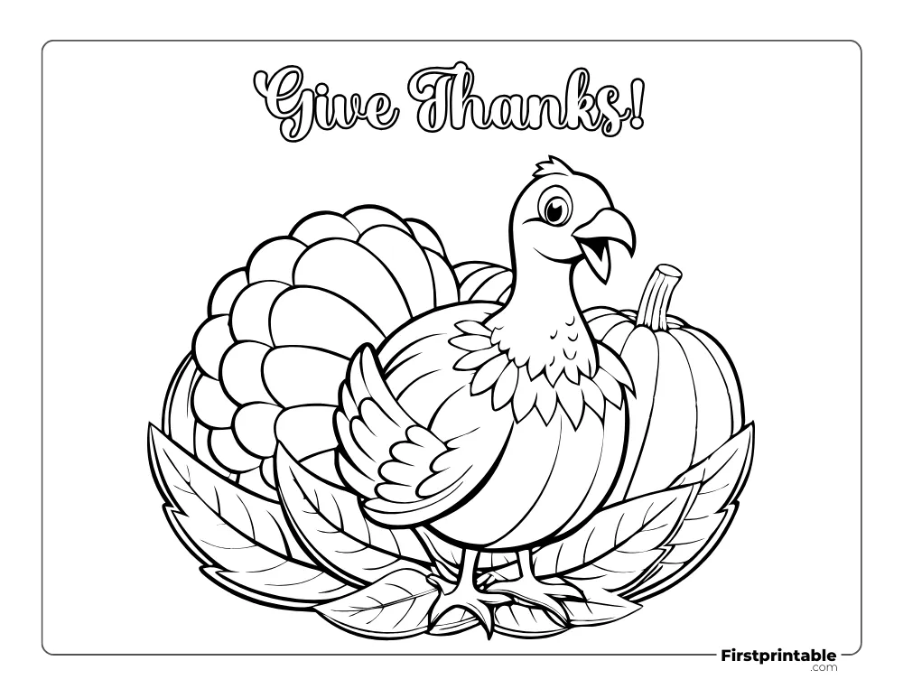 "Give Thanks" Turkey coloring page