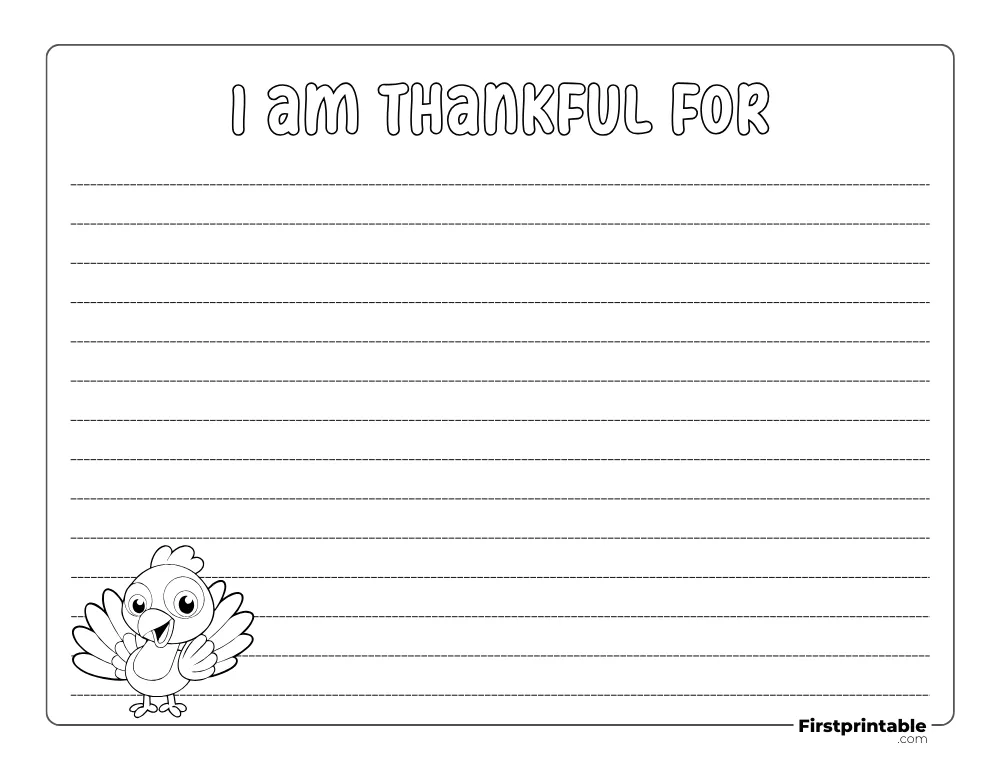 Printable "I am Thankful for" sheet