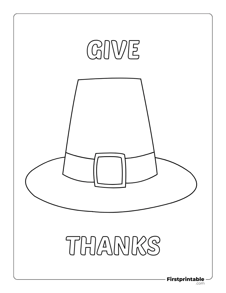 Pilgrim Hat "Give Thanks" Print and Color