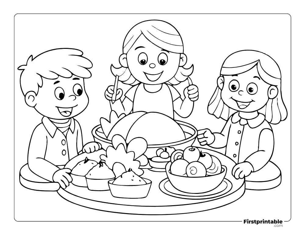 "Turkey Dinner" Coloring Page