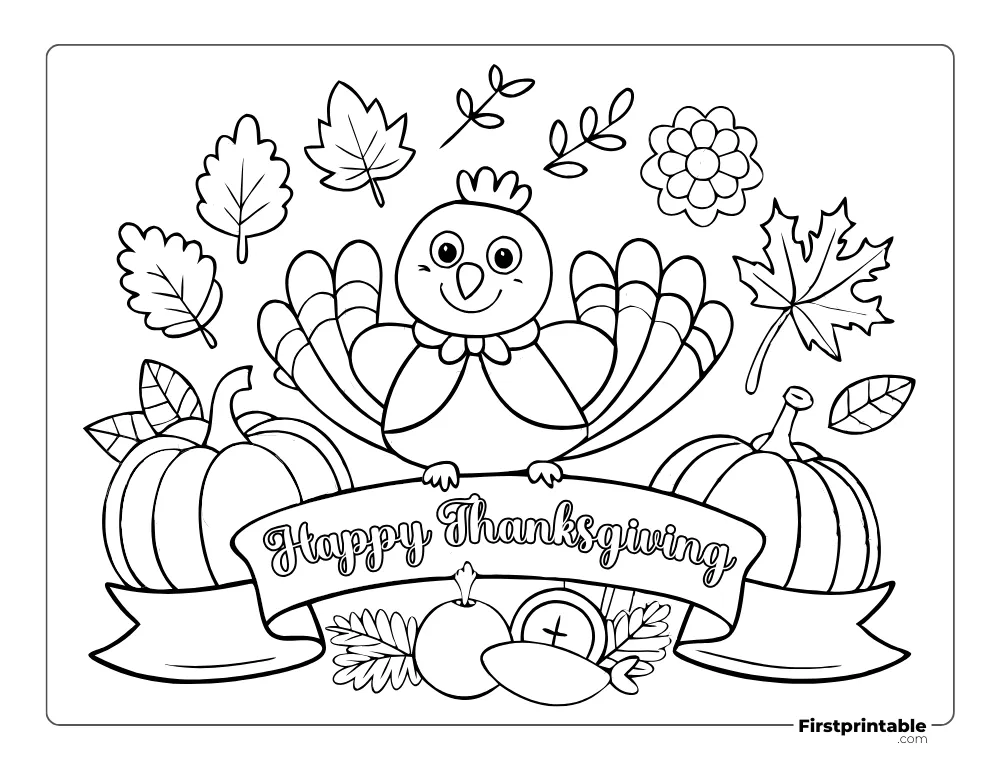 Turkey and Thanksgiving coloring sheet