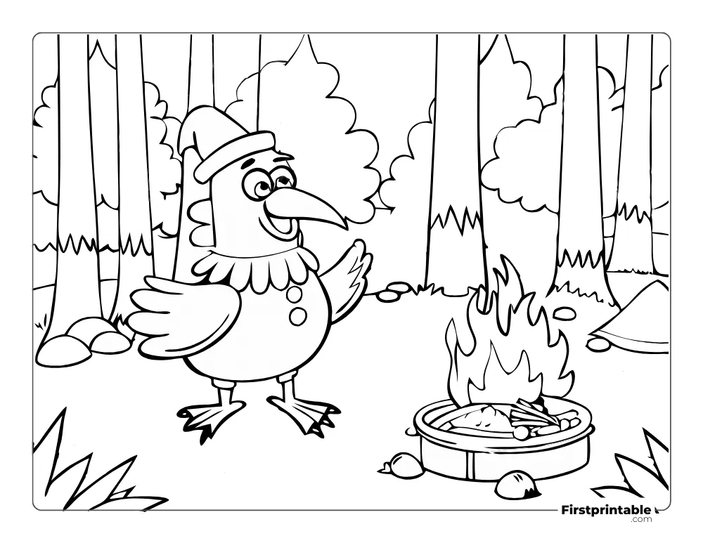 Turkey in the Forest Themed Coloring Sheet