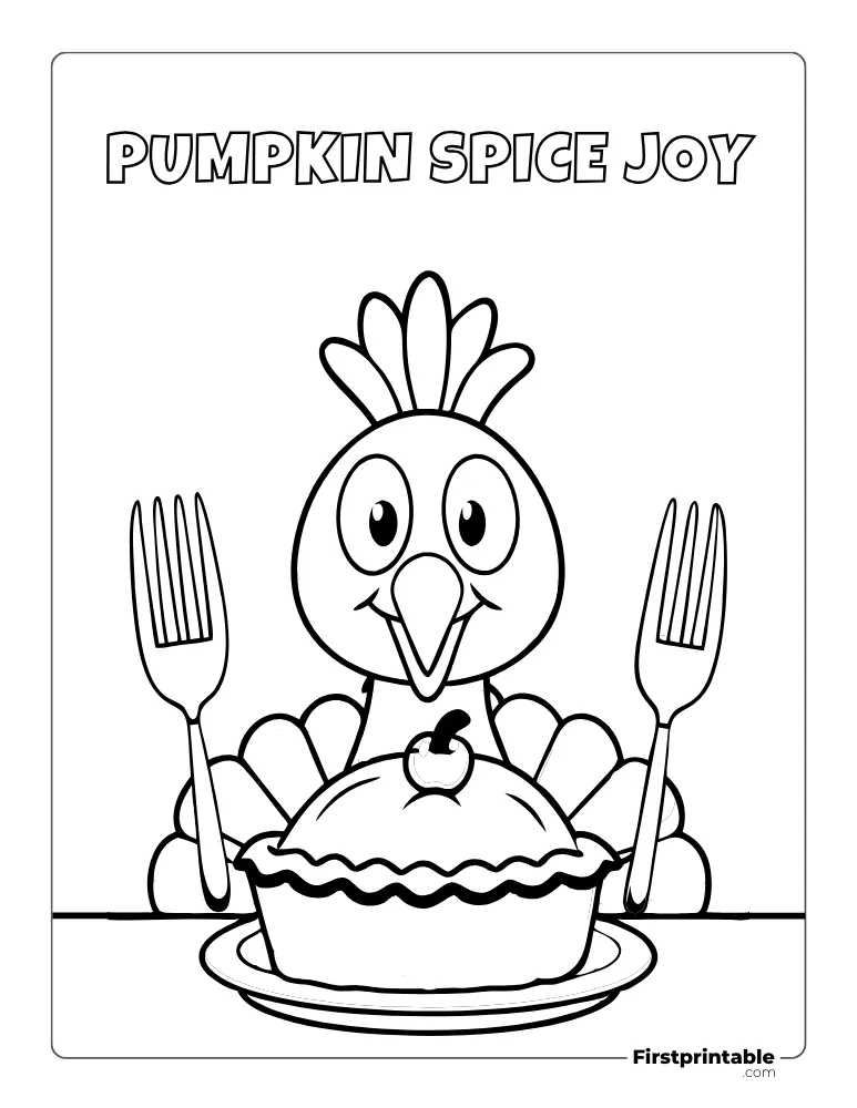 "Pumpkin Spice Joy" Turkey Eating Pumpkin Pie