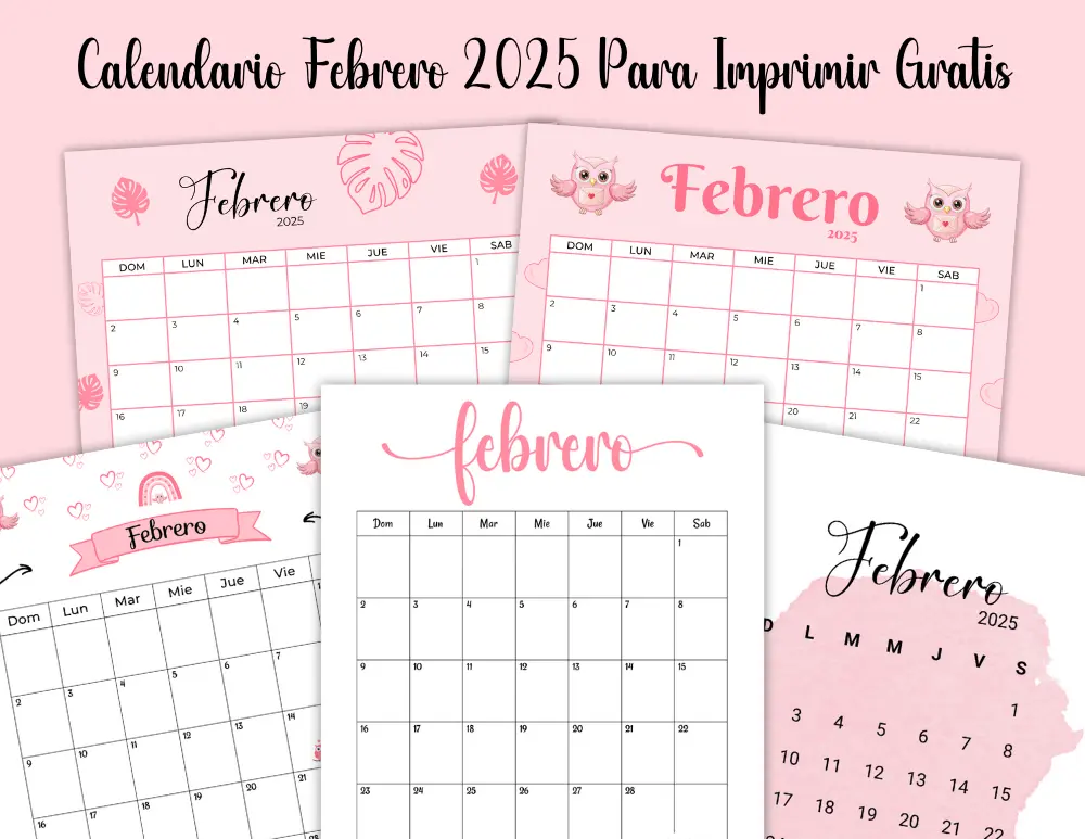 Calendario Febrero 2025 Para Imprimir Gratis en Español