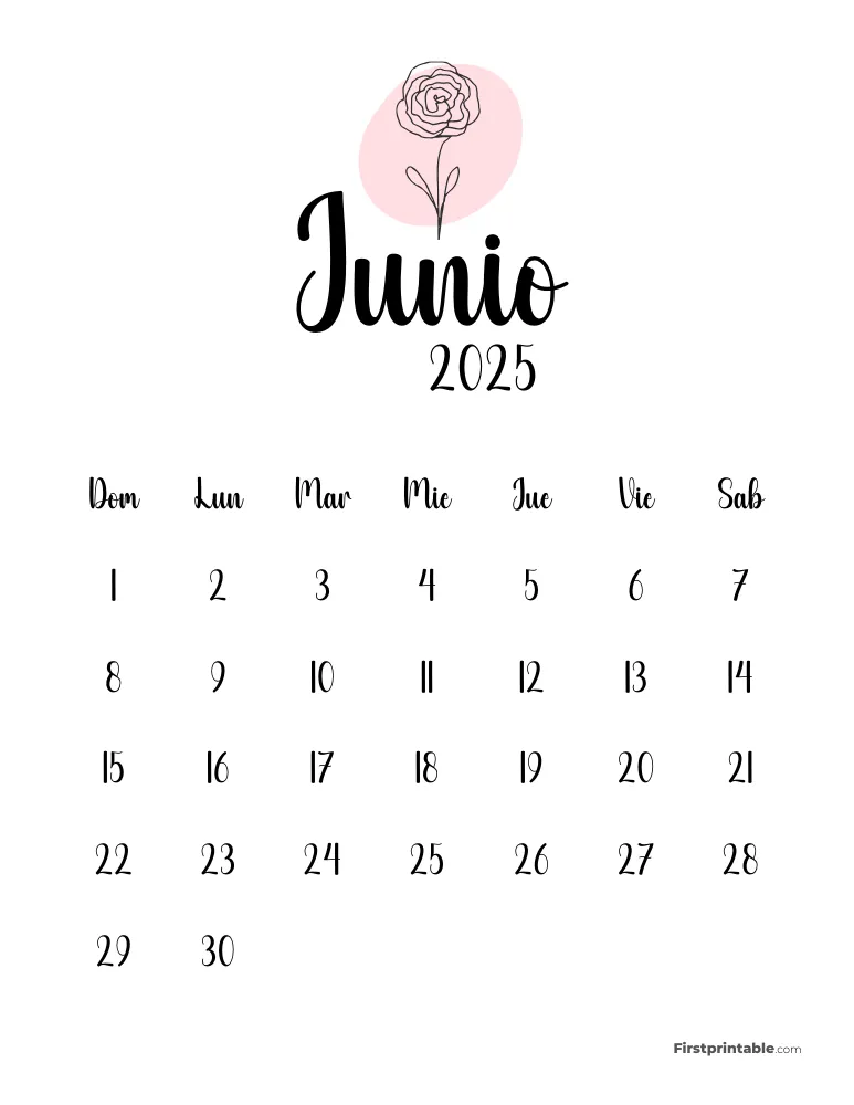 Cute Botanical June 2025 Calendar