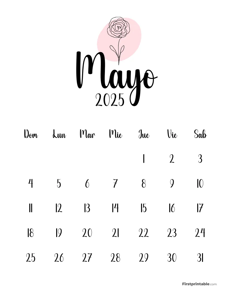 Cute Botanical May 2025 Calendar