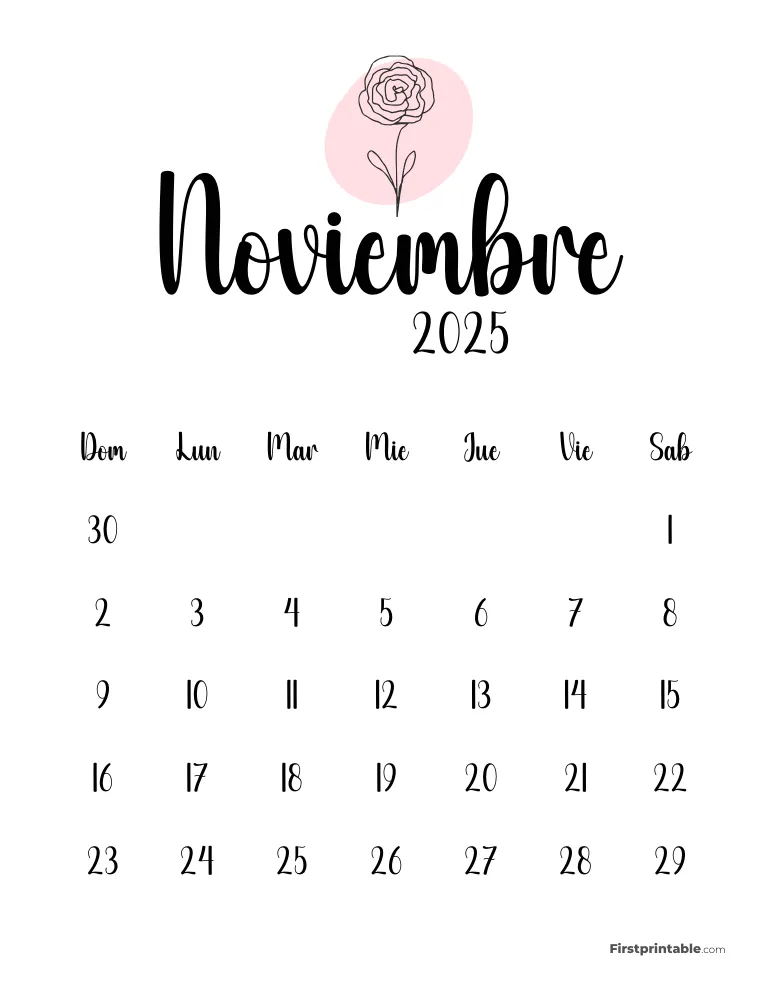 Cute Botanical November 2025 Calendar