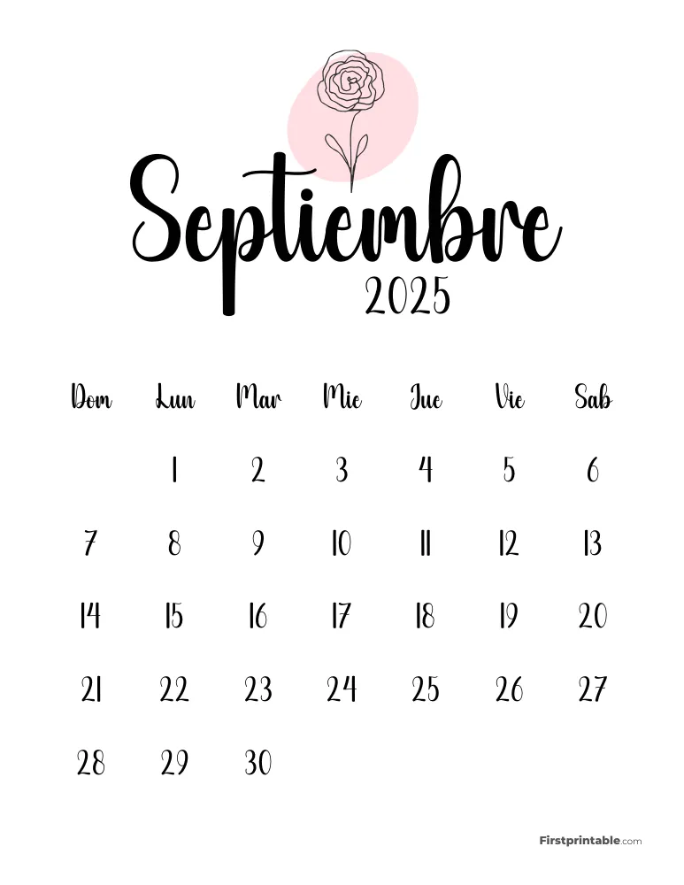 Cute Botanical September 2025 Calendar