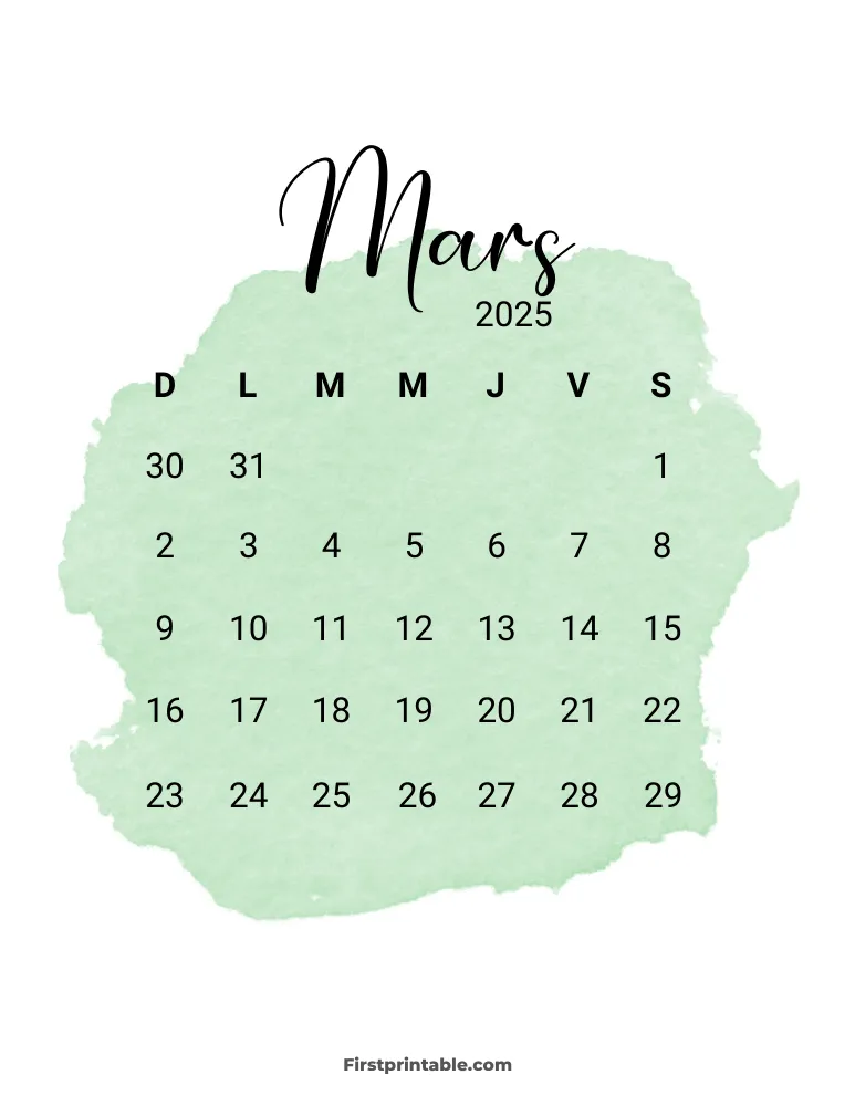 French Printable March Calendar 2025 Template 55