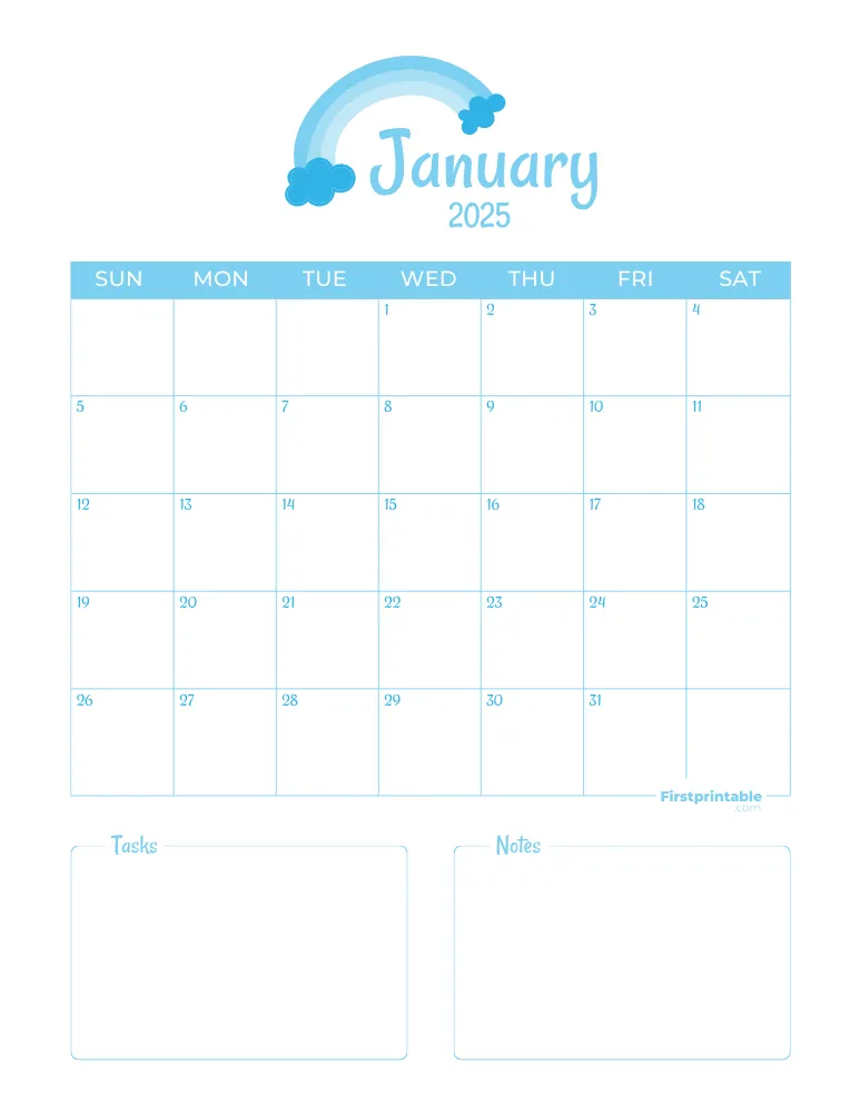 January Calendar 2025 Winter Template 03