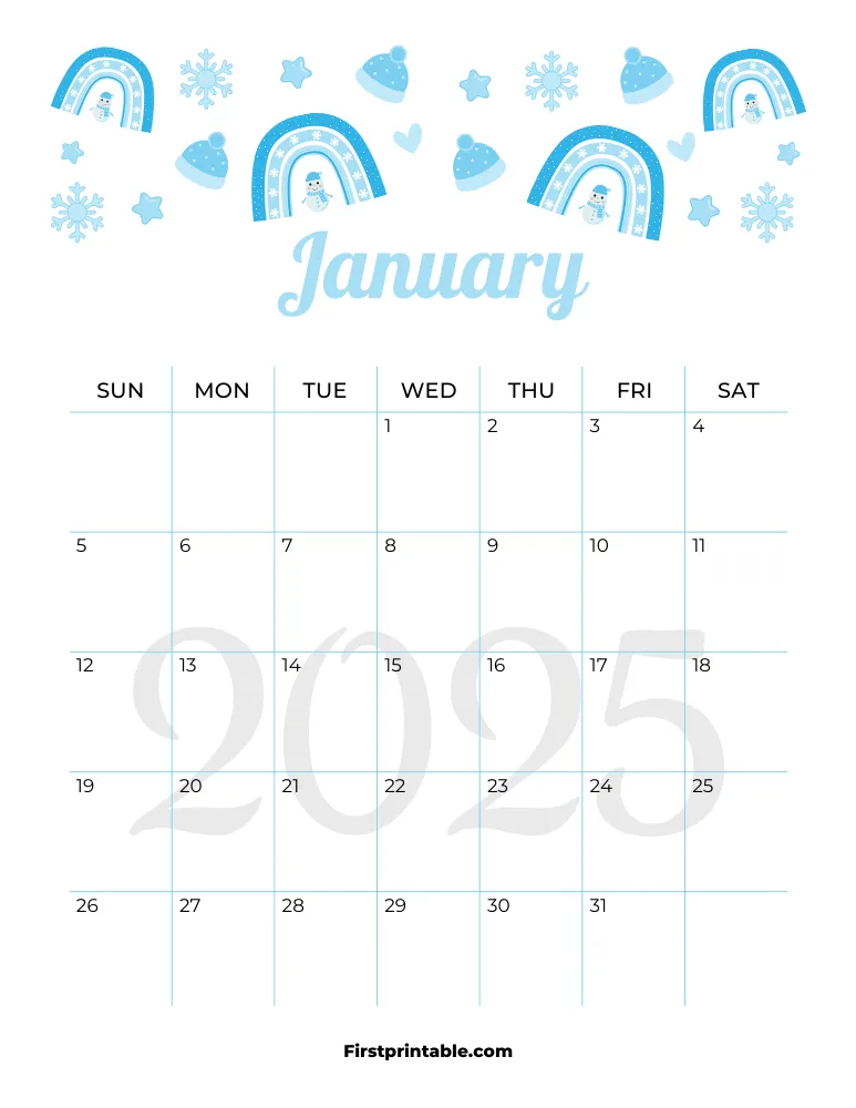 January Calendar 2025 Winter Template 06