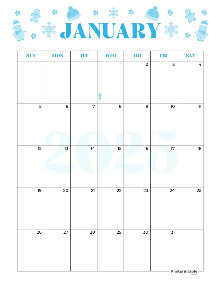 January Calendar 2025 Winter Template 07