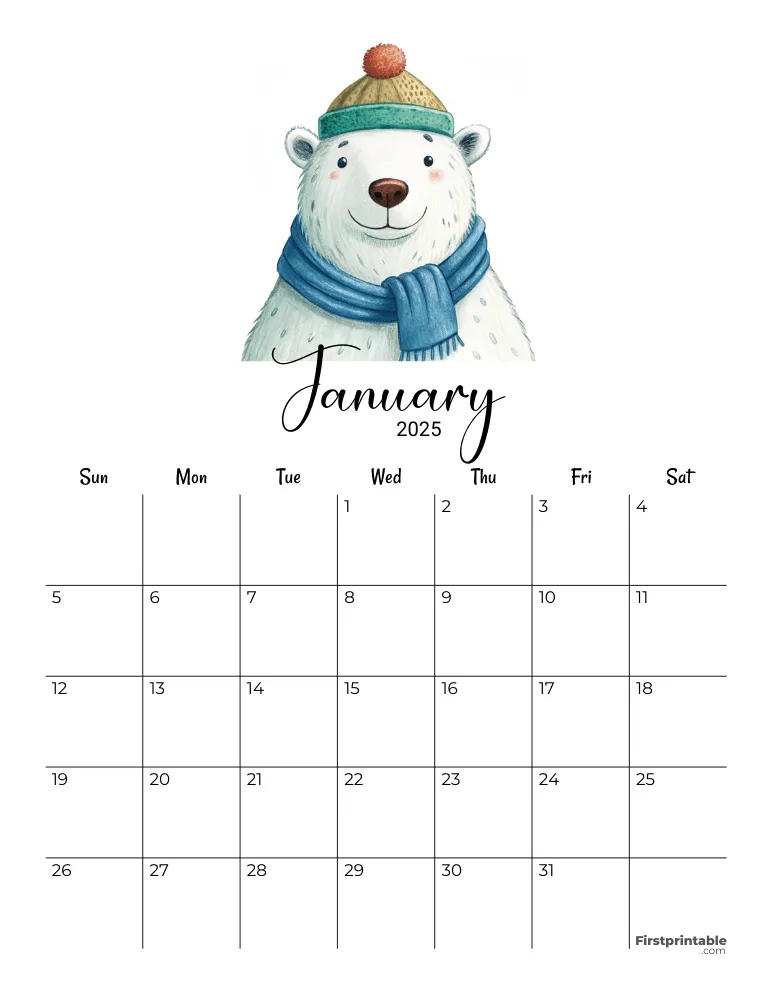 January Calendar 2025 Winter Template 08