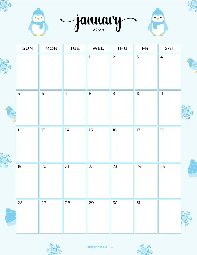 January Calendar 2025 Winter Template 09