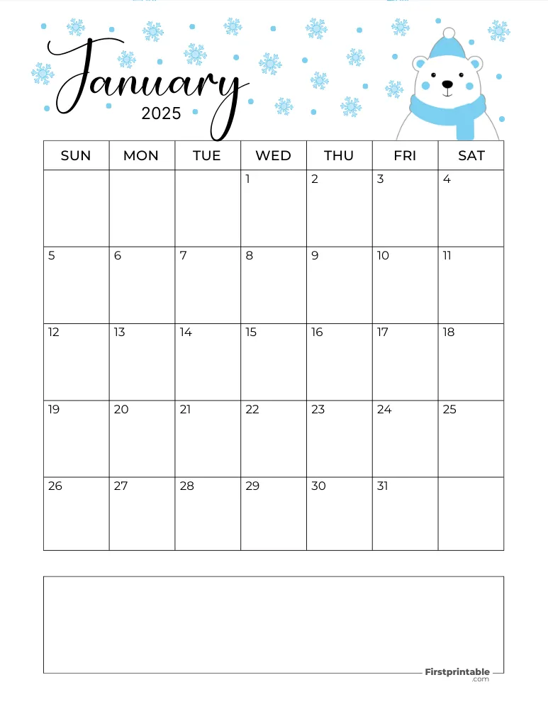 January Calendar 2025 Winter Template 10