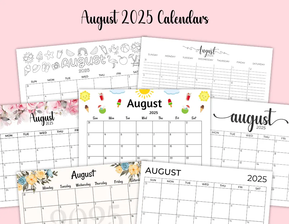 August 2025 Calendar Templates