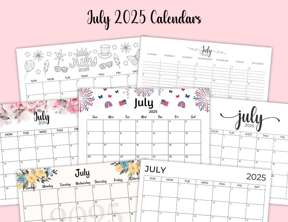 July 2025 Calendar Templates