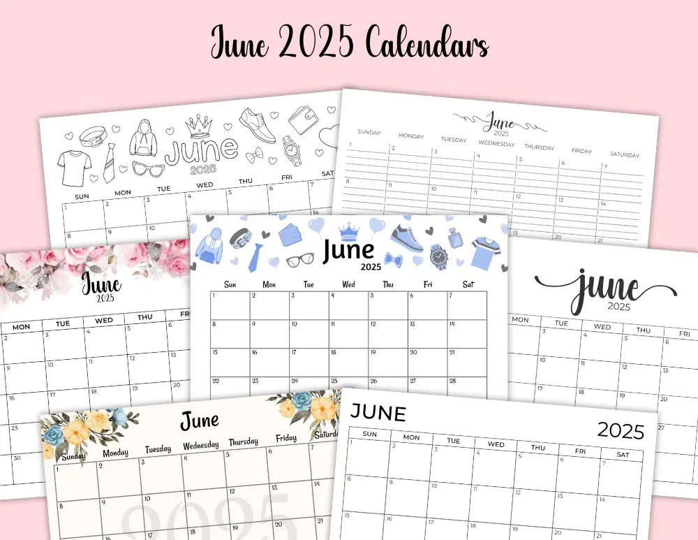 June 2025 Calendar Templates