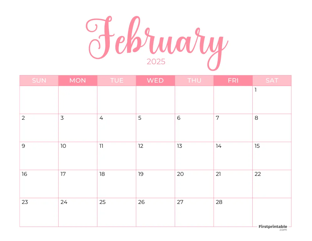 Printable February Calendar 2025 Template 24