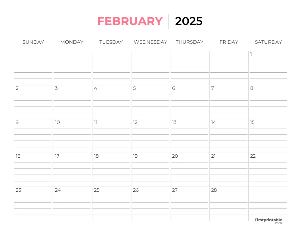 Printable February Calendar 2025 Template 26