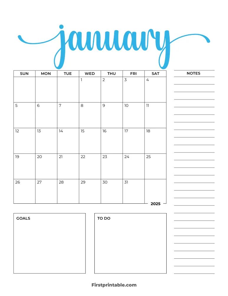 Printable January Calendar 2025 Template 15