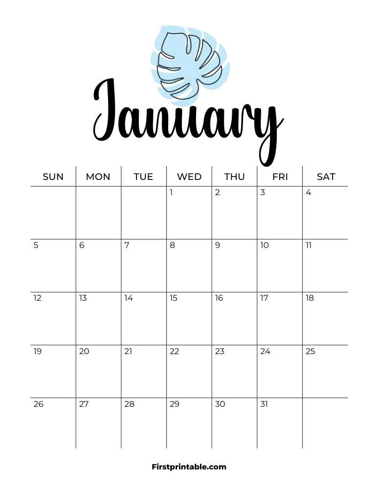 Printable January Calendar 2025 Template 16