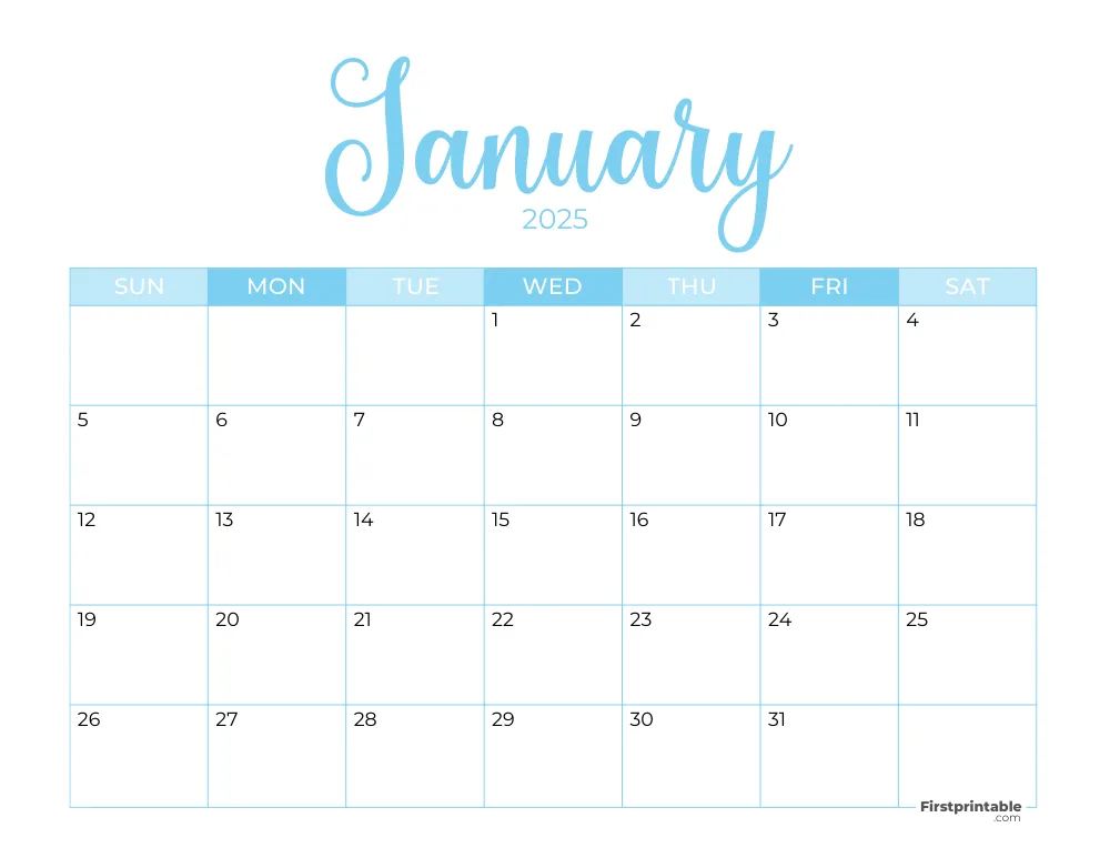 Printable January Calendar 2025 Template 24