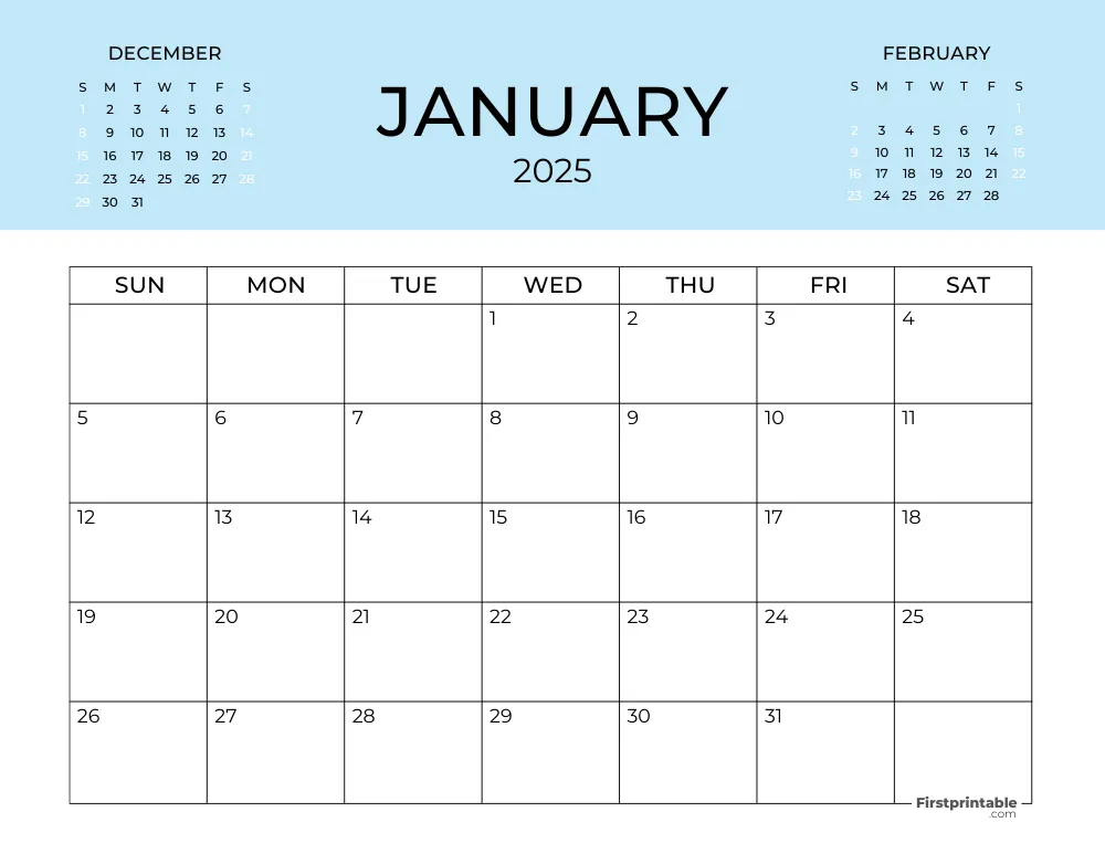 Printable January Calendar 2025 Template 27