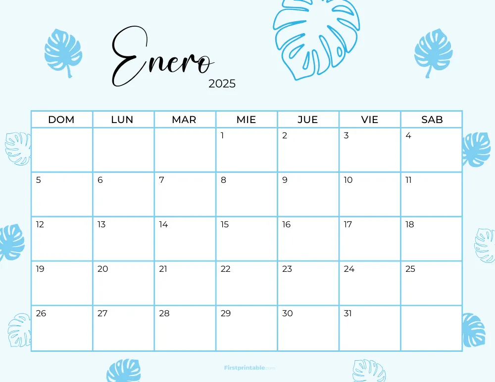 Printable January Calendar 2025 Template 43