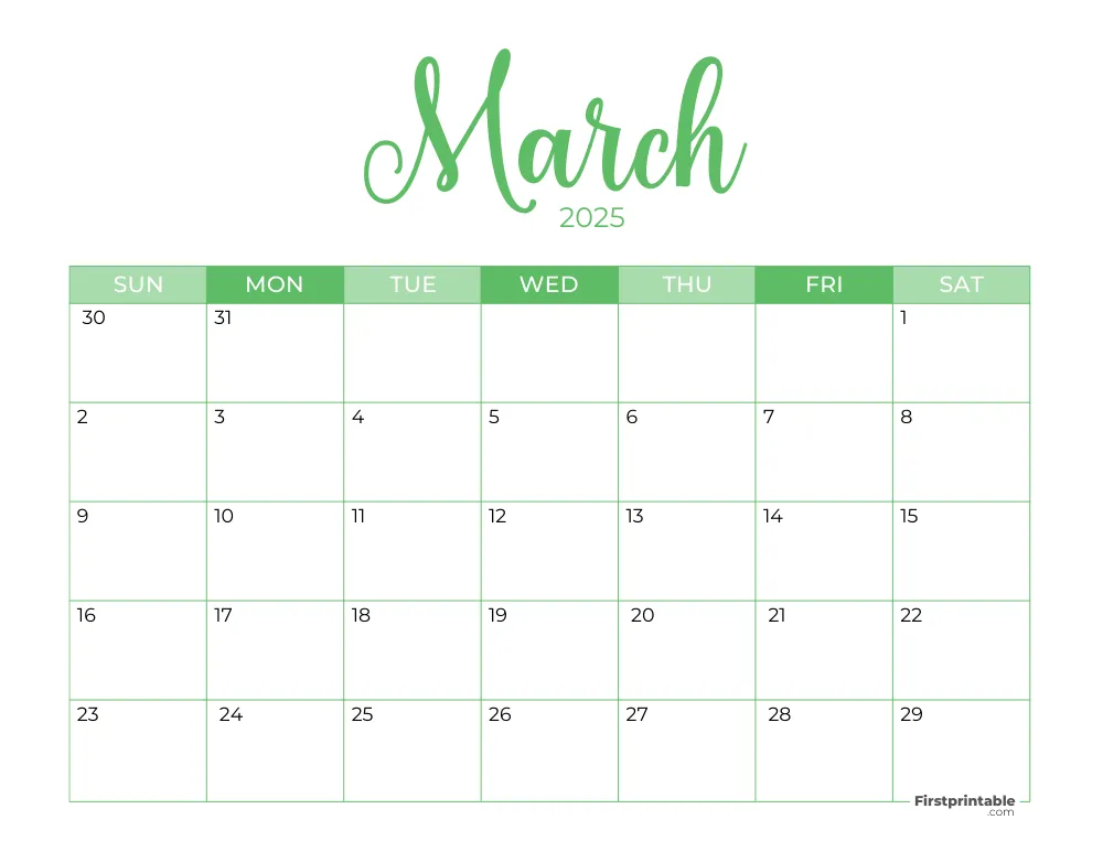 Printable March Calendar 2025 Template 24