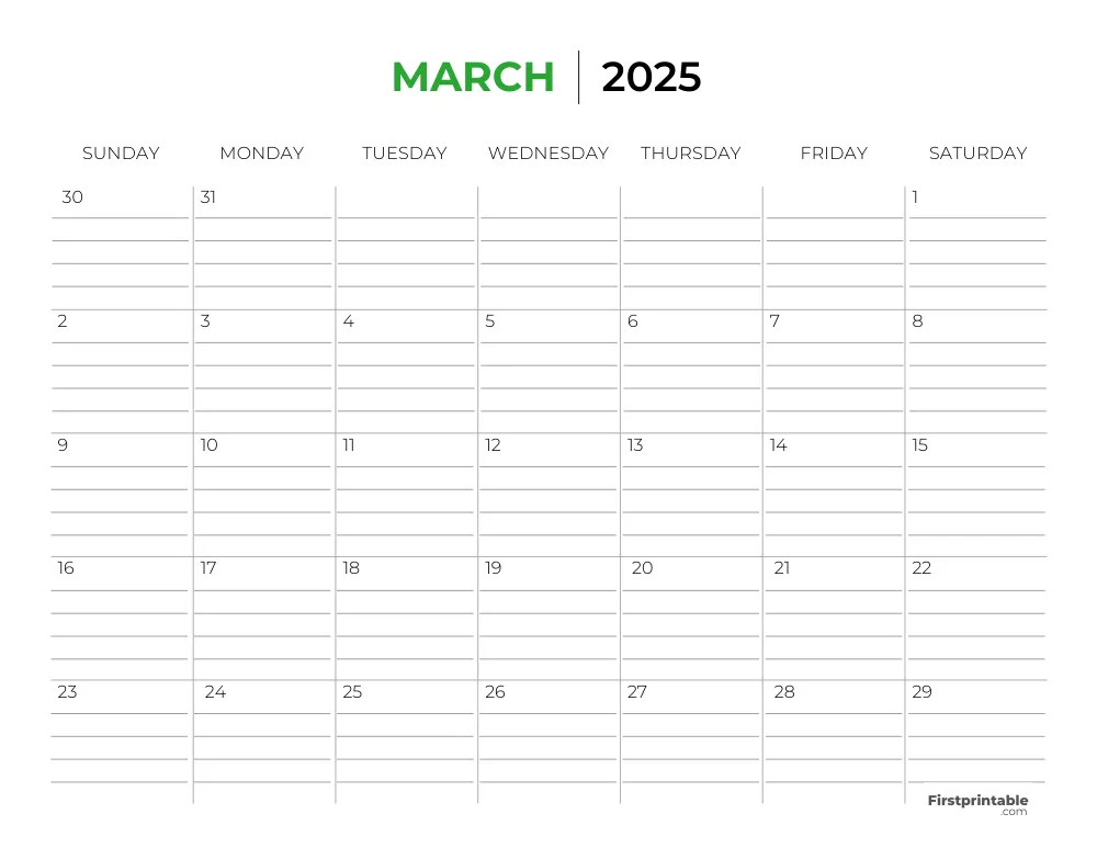 Printable March Calendar 2025 Template 26