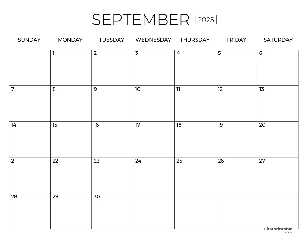 September Calendar 2025 Template