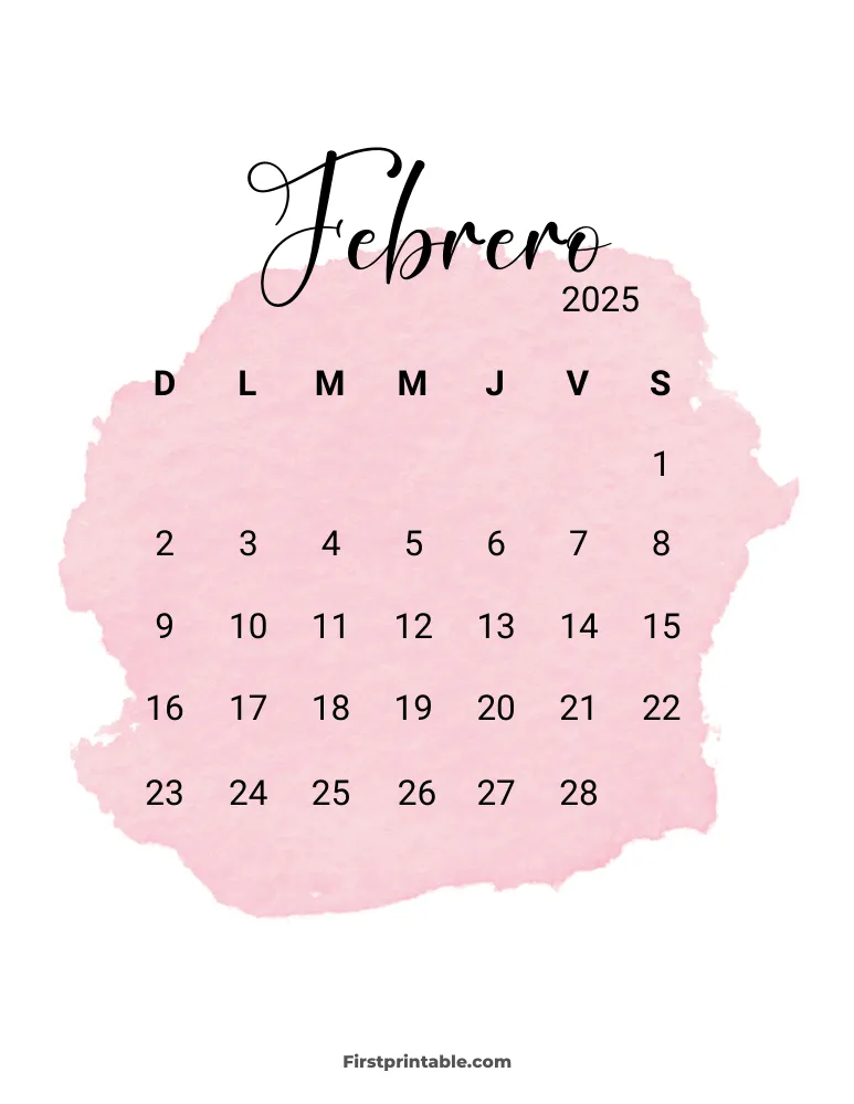 Spanish Printable February Calendar 2025 Template 33