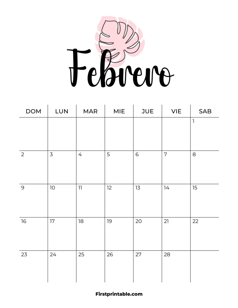 Spanish Printable February Calendar 2025 Template 38