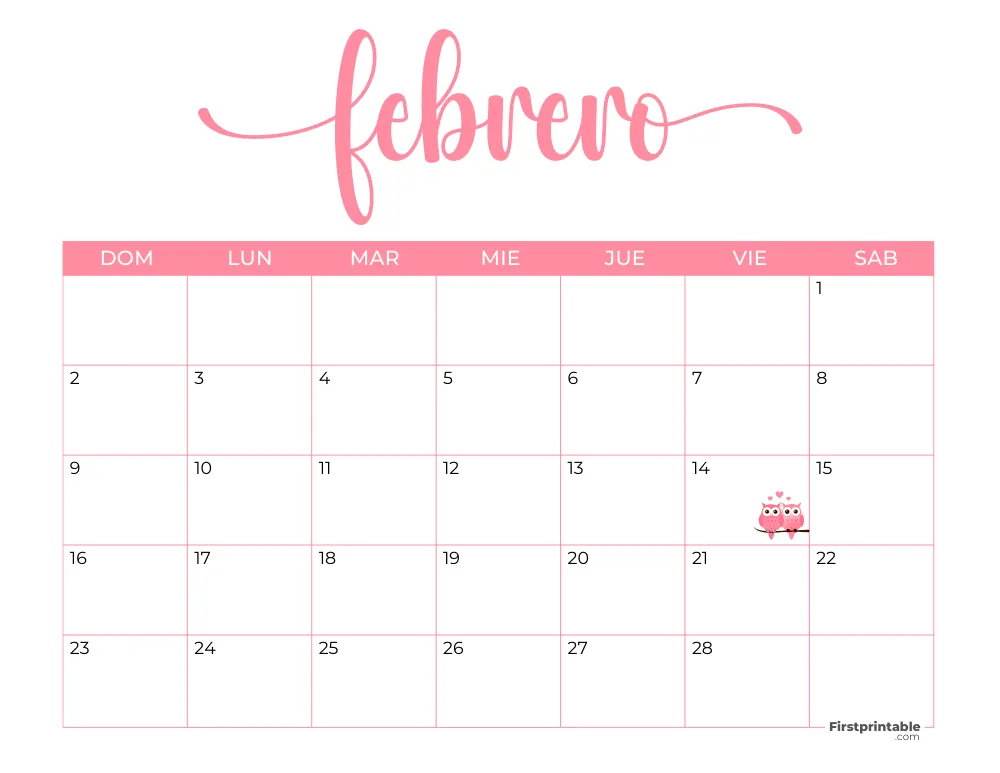 Spanish Printable February Calendar 2025 Template 45