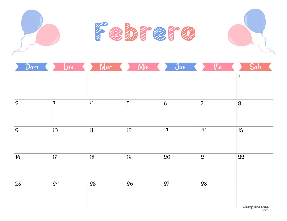 Spanish Printable February Calendar 2025 Template 48