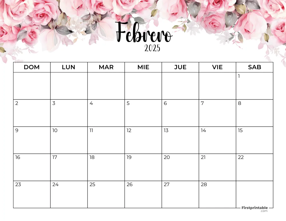 Spanish Printable February Calendar 2025 Template 49