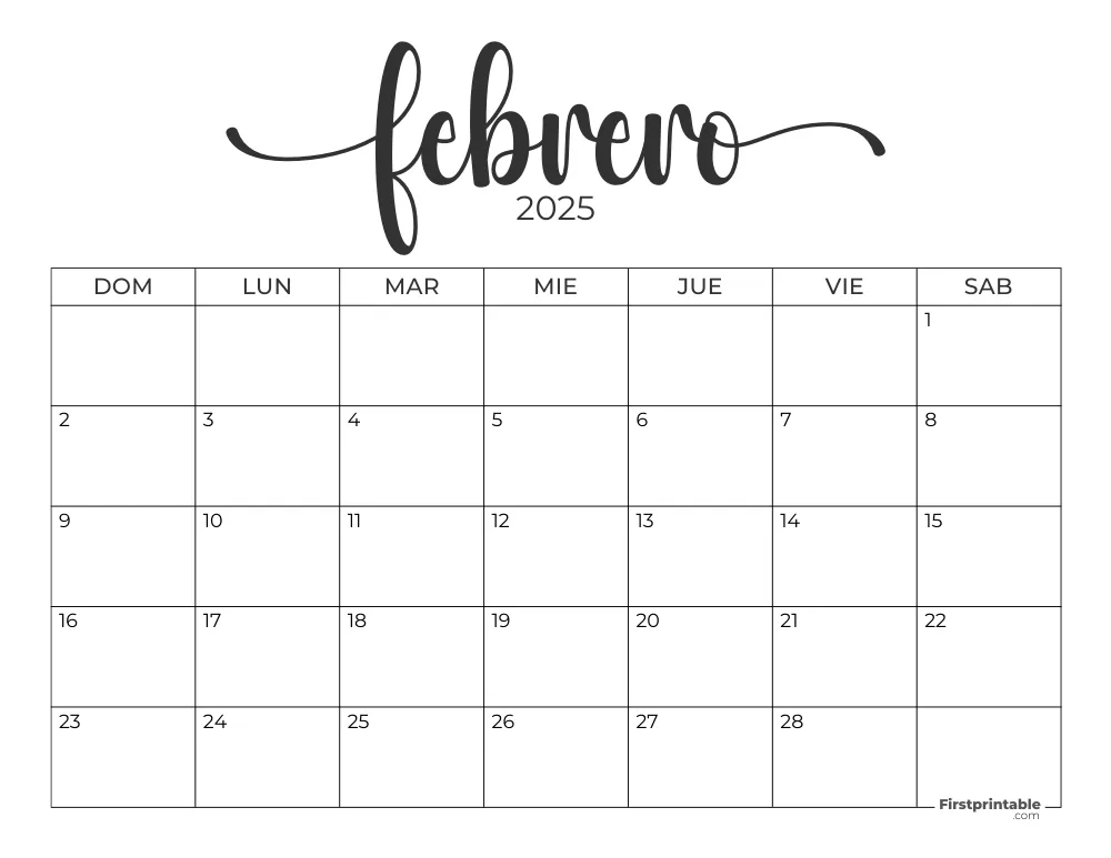 Spanish Printable February Calendar 2025 Template 51