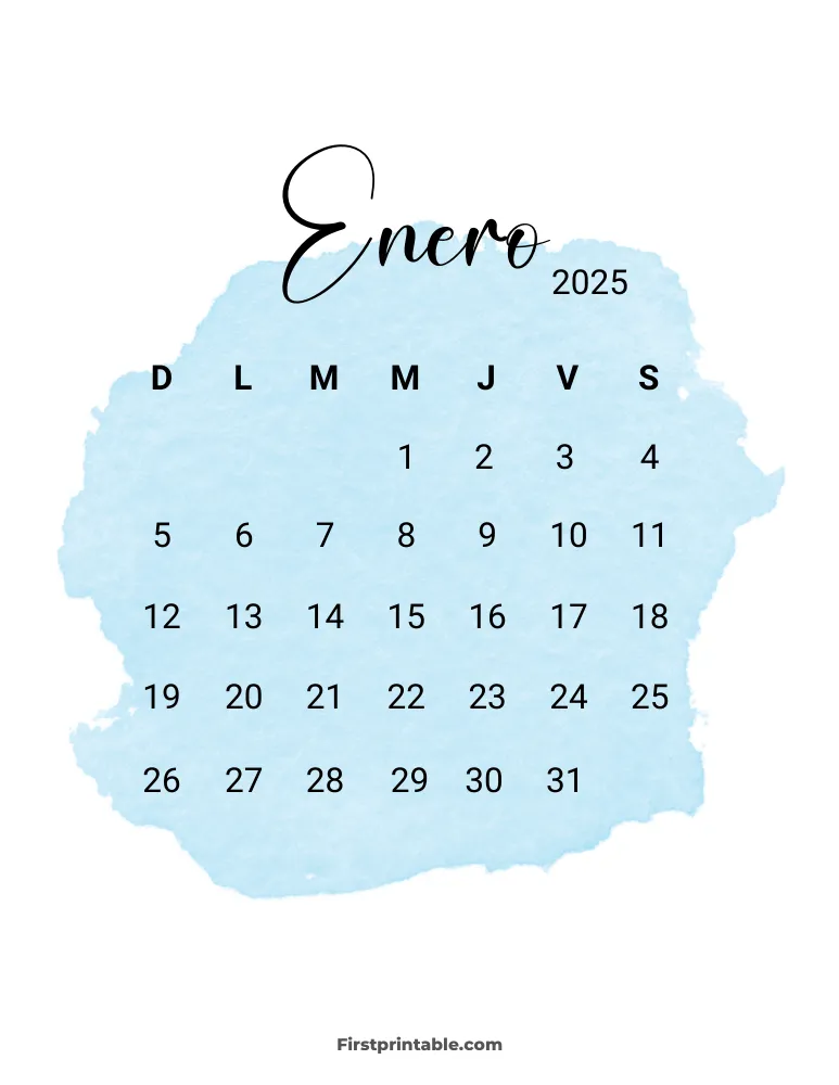 Spanish Printable January Calendar 2025 Template 33