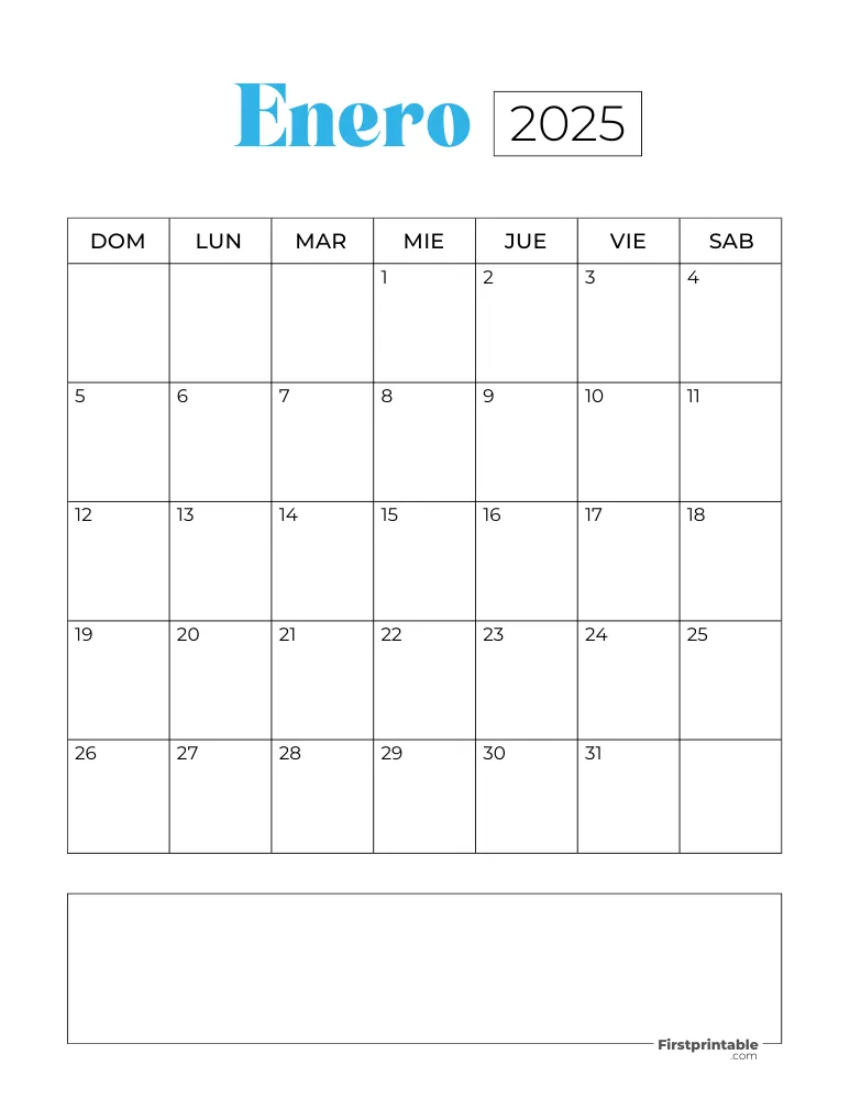 Spanish Printable January Calendar 2025 Template 34