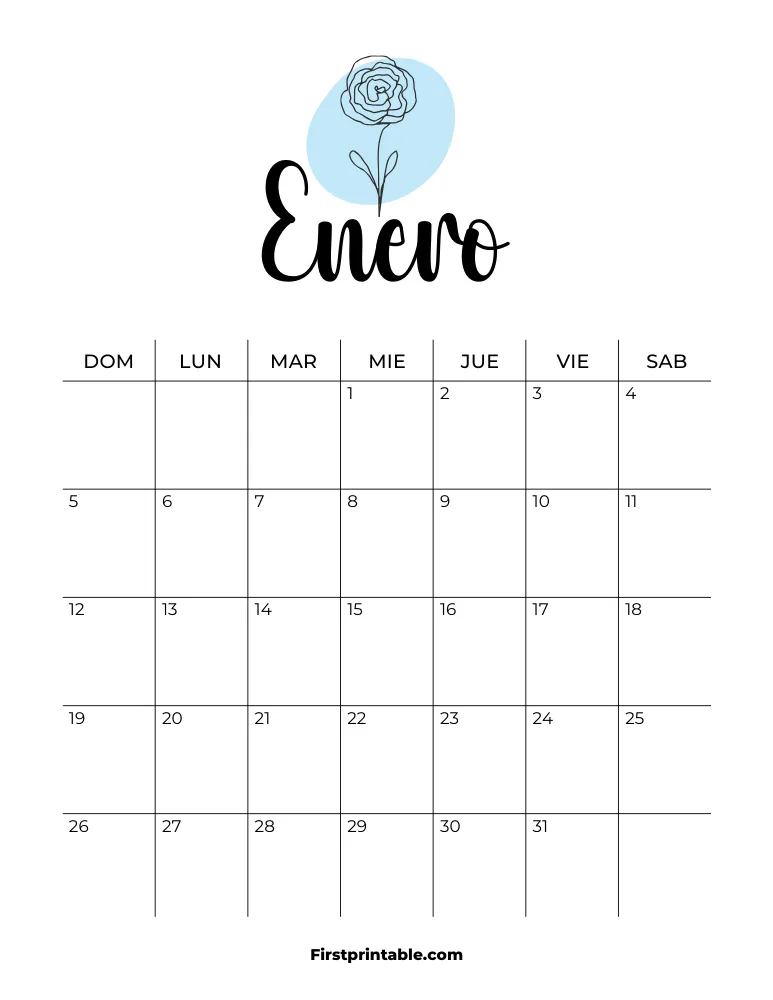 Spanish Printable January Calendar 2025 Template 37