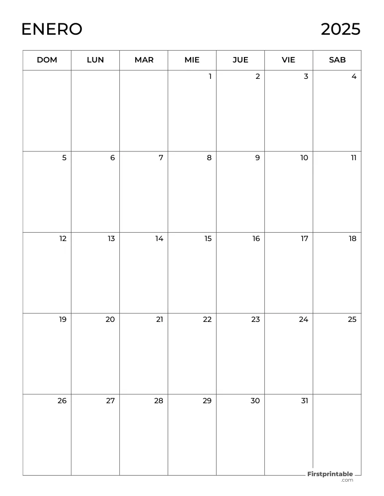 Spanish Printable January Calendar 2025 Template 40