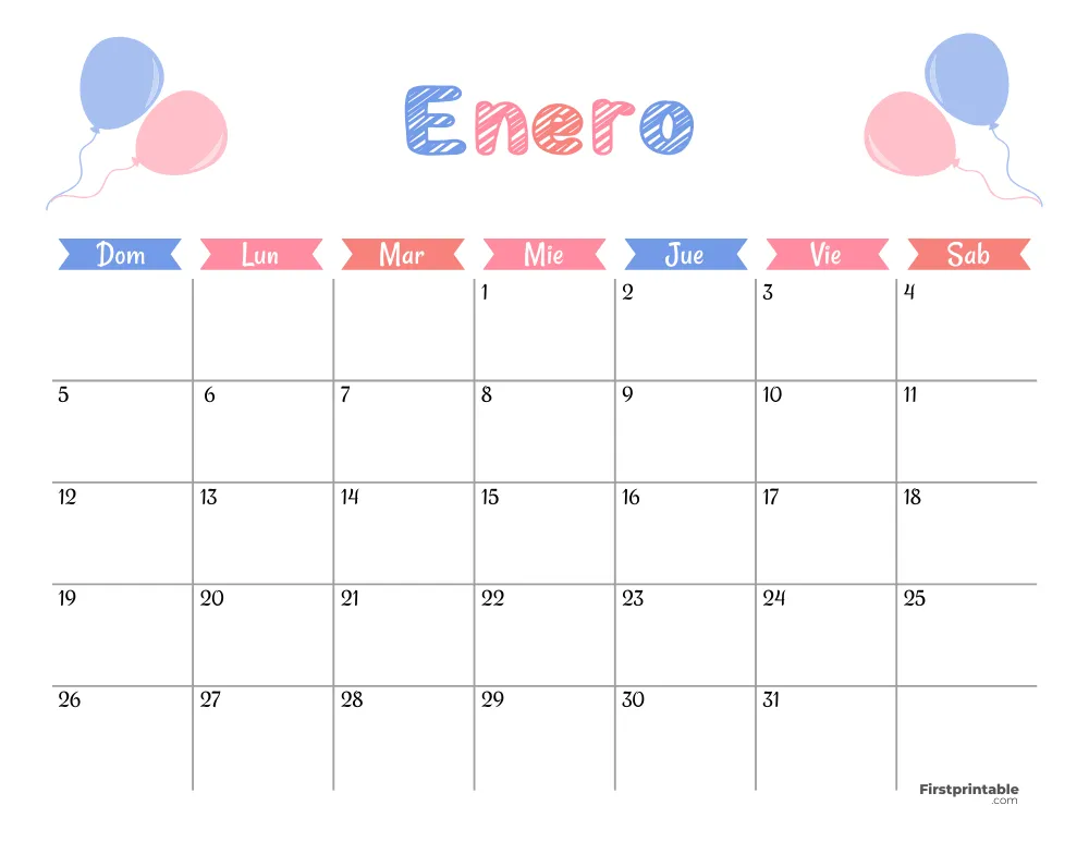 Spanish Printable January Calendar 2025 Template 48