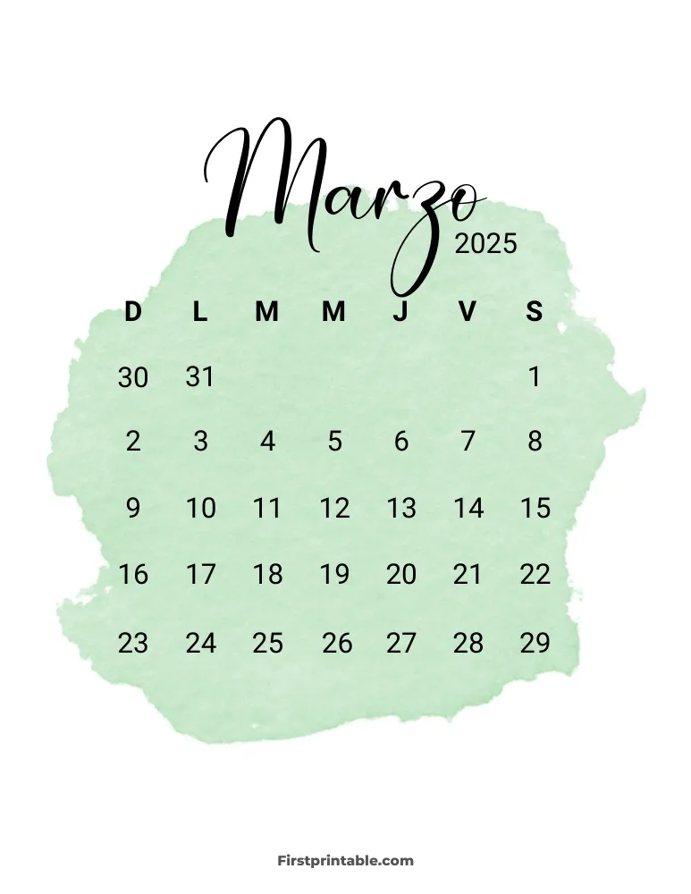 Spanish Printable March Calendar 2025 Template 33